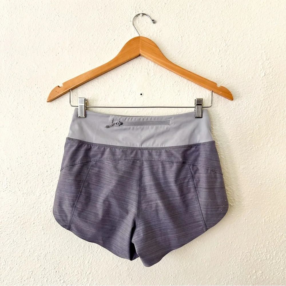 Athleta Womens Lavender Run With It Textured 3.5" Running Shorts - Picture 2 of 7